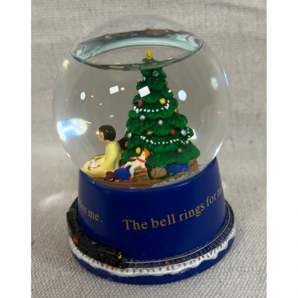 Hallmark The Polar Express Mini Snow Globe The Bell Rings For Me Blue 3.5 inch